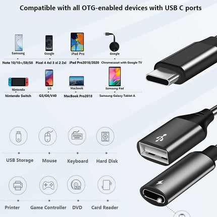 Buy USB C to USB Adapter with Type C Charging, 2 in 1 Type C 3.0 OTG Splitter with 60W PD Fast Charge in India