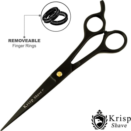 Professional Hair Cutting Scissors - Krisp Shave Japanese Stainless Steel Salon Barber Scissor (7 Inch) - Shears for Men's Beard Mustache Women Kids Pets Haircut All Purpose Shear, KSP-786