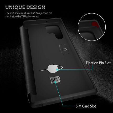 Buy Zulab Flip Case Compatible with Samsung Galaxy S22 Ultra 6.8'' 2022, Fine Leather & Translucent Mat in India.