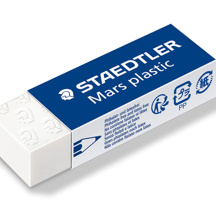 Buy STAEDTLER Mars Plastic, Premium Quality Vinyl Eraser, White, Latex-free, Age-resistant, Minimal in India
