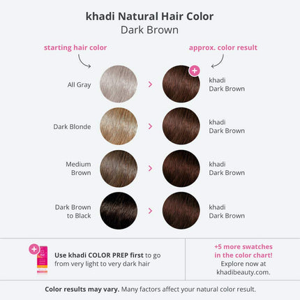 khadi DARK BROWN Natural Hair Color, Plant based hair dye for deep, dark to strong black-brown, 100% herbal, natural & vegan, PPD & chemical free, natural cosmetic for healthy hair 3.5oz