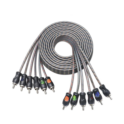 RECOIL RCI612 100% Oxygen Free Copper 12ft 6-Channel RCA Audio Cable, Twisted Pair with Noise Reduction