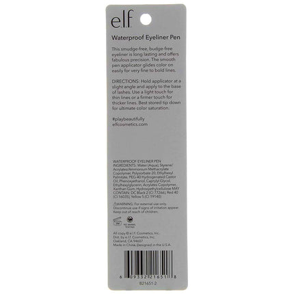 e.l.f. Eyeliner Pen with FeltTip Applicator, Black, 0.05 Fl Oz