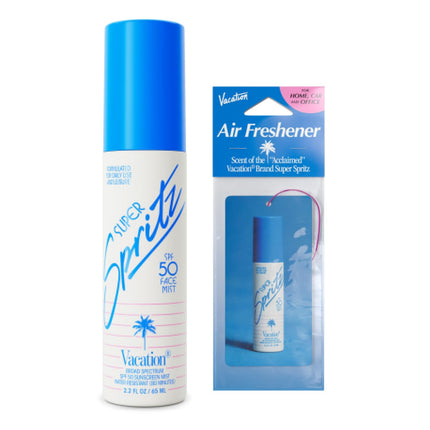 Buy Vacation Super Spritz SPF 50 Sunscreen Face Mist + Air Freshener Bundle in India.