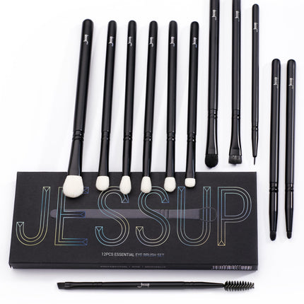Buy Jessup Eyeshadow Brush Set 12pcs Black Eye Makeup Brushes Set Professional with Natural Synthetic Hair in India