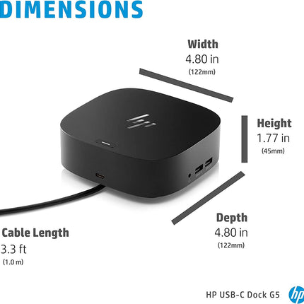 Buy HP USB-C Essential Dock G5 (1 SuperSpeed USB Type-C; 2 USB Type-A; 1 audio jack; 2 DisplayPort 1.4; 1 HDMI 2.0; 1 RJ-45; 2 SuperSpeed USB Type-A (charging)) Bundle with Dockztorm Dock in India.