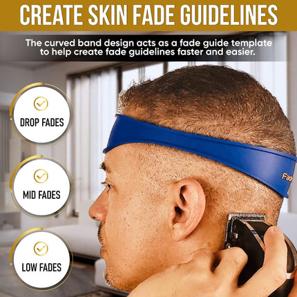 Fade Guide and Neckline Shaving Template | Curved Silicone Band | Great for Creating Skin Fade Guidelines for DIY Haircuts | Fade Haircut Guide for Hair Clippers
