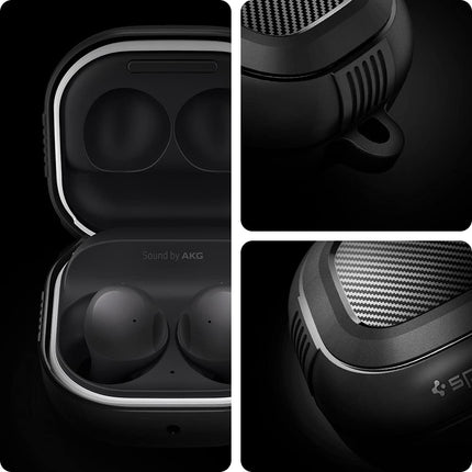 Spigen Rugged Armor Designed for Galaxy Buds FE (2023) / Galaxy Buds2 Pro (2022) / Buds 2 (2021) / Buds Pro (2021) / Buds Live (2020) Shockproof Protective Cover - Matte Black