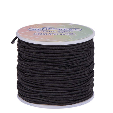 BENECREAT 2mm 50 Yard Elastic Cord Stretch Thread Beading Cord Fabric Crafting String (2mm, Black)
