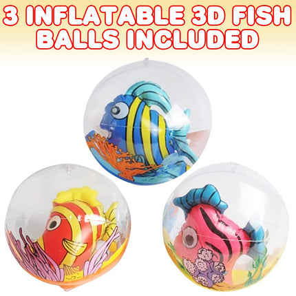 buy ArtCreativity 3D Fish Beach Balls for Kids, Set of 3, Clear Balls with Colorful Fish Inside, Inflata in India