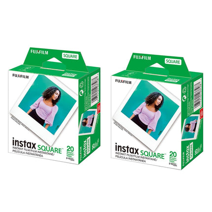 Fujifilm 2 Pack instax SQUARE Instant Color Film, Twin Pack - 20 Exposures (40 Total), White Frame