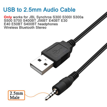 buy SCOVEE USB to 2.5mm Male AUX Audio Jack Charging Cable for JBL Synchros S300 S300I S300a S400BT J56B in india.