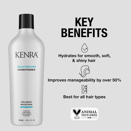 Kenra Moisturizing Conditioner | Balance Moisture | Hydrates For Smooth, Soft, & Shiny Hair | Improves Manageability By Over 50% | Increases Softness & Shine | All Hair Types | 10.1 fl. Oz