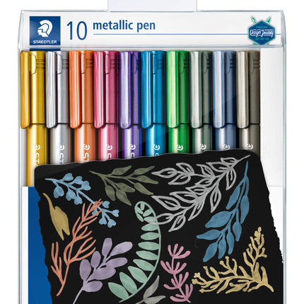 STAEDTLER 8323 TB10 Design Journey Metallic Pens, Bullet Tip 1-2mm Line Width - Assorted Colours (Pack of 10)