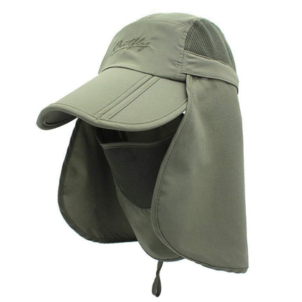 Surblue Neck Face Flap Outdoor Cap UV Protection Sun Hats Fishing Wide Brim Hat Quick-Drying UPF50+, Green