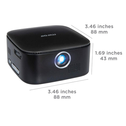 Miroir M75 Portable Projector | 50” Picture LED Movie Projector with Built-In HDMI & Speakers | Rechargeable Mini Projector for 2 Hours of Outdoor Entertainment | TV, Game Console, & Phone Projector