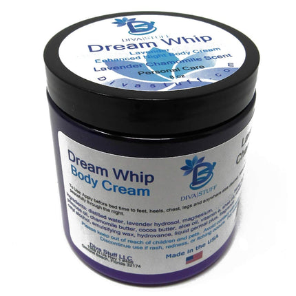 Diva Stuff Dream Whip Magnesium and Hemp Enhanced Night Body Cream for Relaxation and Bedtime Routine, Lavender Chamomile – 8 oz (Made in the USA)