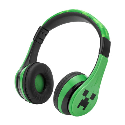 eKids Minecraft Kids Bluetooth Headphones, Wireless Headphones with Microphone includes Aux Cord, Volume Reduced Kids Foldable Headphones for School, Home, or Travel