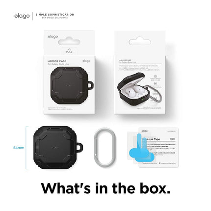 elago Armor Case Compatible with Samsung Galaxy Buds FE Case (2023) / Galaxy Buds 2 Pro Case (2022) / Galaxy Buds 2 Case (2021) / Galaxy Buds Pro Case (2021) / Galaxy Buds Live Case (2020) (Black)