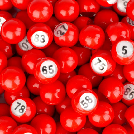 Regal Bingo-Raffle Balls Premium Red Calling Balls with Easy Read Window 7/8 (0.875) in for Large Group Games Game Night & Recreational Activities