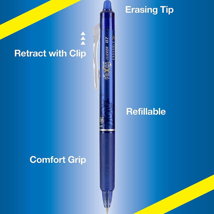 Buy Pilot Frixion Erasable Pens - 6 Pack of Blue Ink Pens + 4 Bonus Refills - Frixion Clicker Erasable in India