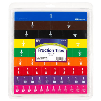 EAI Education Fraction Tiles with Tray: Numbered - Set of 51