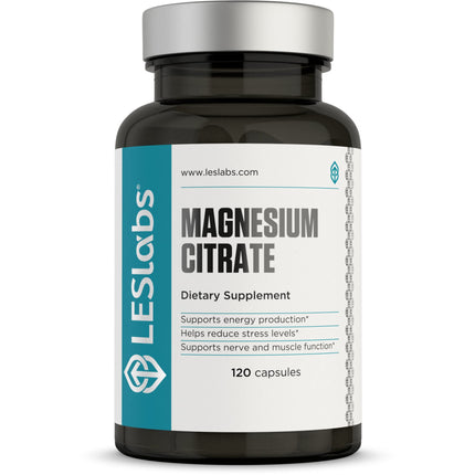 LES Labs Magnesium Citrate – Stress Relief, Restful Sleep, Heart Health, Metabolism, Nerve & Muscle Function – Non-GMO Supplement – 120 Capsules
