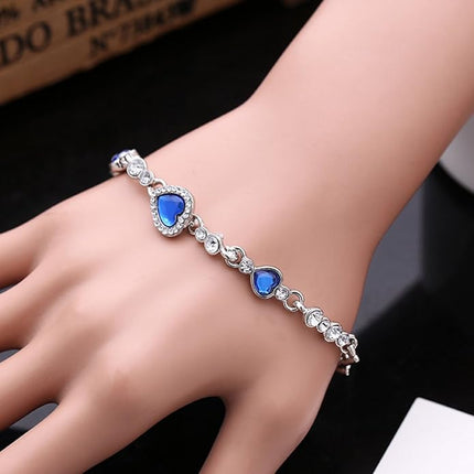 Maxbell Blue Crystal Strand Bracelet for Women/Girls - Elegant and Timeless Jewelry