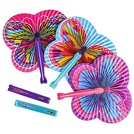 buy ArtCreativity 9.5 Inch Handheld Butterfly Folding Fans - Pack of 12 Foldable Fans in Assorted Colors in India