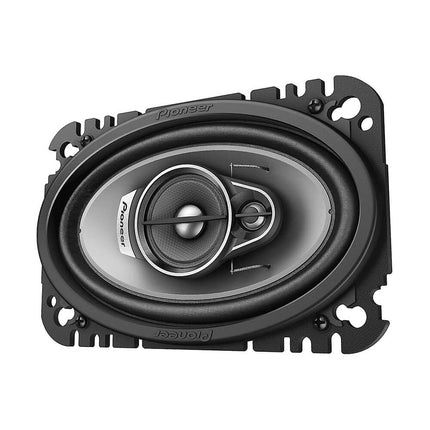 Buy Pioneer TS-A462F A Series 4"x 6" 3-Way, 210 W Max Power, Carbon/Mica-Reinforced IMPP Cone, 11mm Tweeter and 1-5/8" Cone Midrange - Coaxial Speakers (Pair), Grey in India.