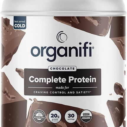 Buy Organifi Complete Protein Chocolate Flavor - Organic Vegan Plant Based Protein Powder with Enzymes - 30 Day Supply - No Soy, Dairy, or Gluten in India