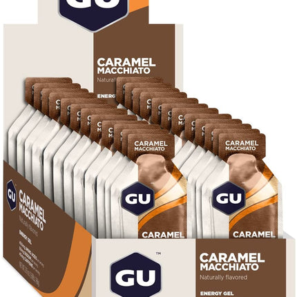 GU Energy Original Sports Nutrition Energy Gel, Vegan, Gluten-Free, Kosher, and Dairy-Free On-the-Go Energy for Any Workout, 24-Count, Caramel Macchiato