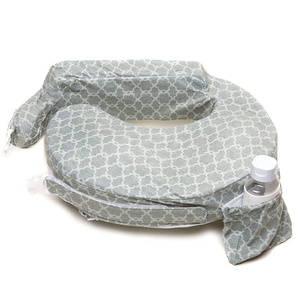 My Brest Friend Nursing Pillow - Deluxe - Enhanced Comfort w/ Slipcover - Ergonomic Breastfeeding Pillow For Ultimate Support For Mom & Baby - Adjustable Pillow W/ Handy Side Pocket, Flower Key Grey