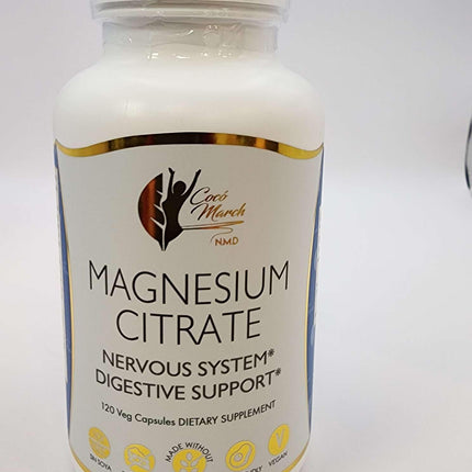 Coco March Magnesium Citrate - Relaxation- Sleep - Nervous & Digestive System Support, Gluten Free, Soy Free, Dairy Free, Keto Friendly, Vegan, 800 mg per Serving, 120 Capsules - 30 Servings