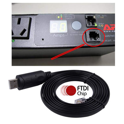 USB to RJ12 6P6C RS232 FTDI Serial Converter APC PDU Cable for APC UPS 940-0144