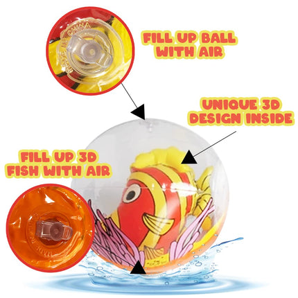 buy ArtCreativity 3D Fish Beach Balls for Kids, Set of 3, Clear Balls with Colorful Fish Inside, Inflata in India