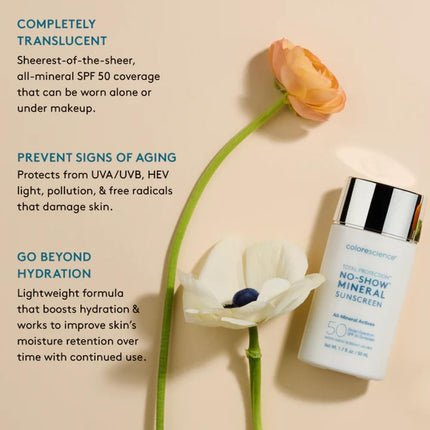 Colorescience Total Protection No-Show Mineral Sunscreen SPF 50, 1.7oz, 100% Invisible all-mineral sunscreen for all skin tones & types