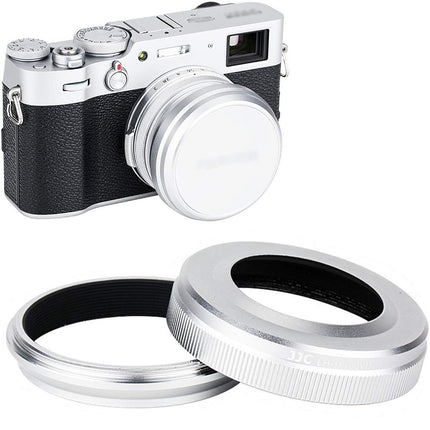 JJC Mark V Metal Lens Hood Protector with 49mm Filter Adapter Ring for Fujifilm X100VI X100V X100F X100T X100S X100 Replace Fuji LH-X100 Lens Hood & AR-X100 Adapter Ring, Fits Original Lens Cap/Silver