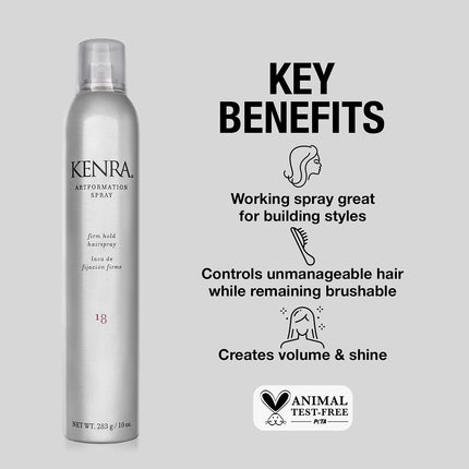 Kenra Artformation Spray 18 50% | Firm Hold Hairspray | Volume & Styling Control | Fast-dying Formula| All Hair Types | 10 oz