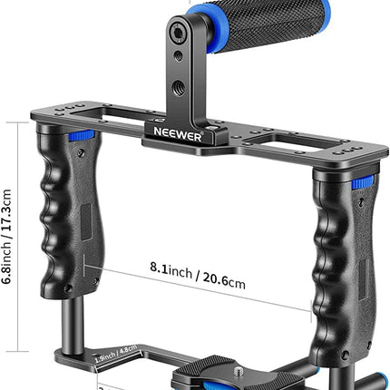 buy NEEWER Camera Video Cage Film Movie Making Kit, Aluminum Alloy with Top Handle, Dual Hand Grip, Two in India