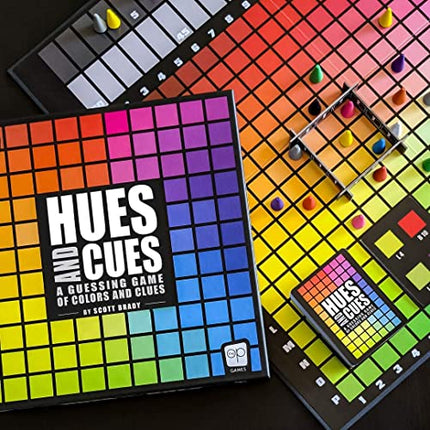 HUES and CUES - Vibrant Color Guessing Board Game for 3-10 Players Ages 8+, Connect Clues and Guess from 480 Color Squares