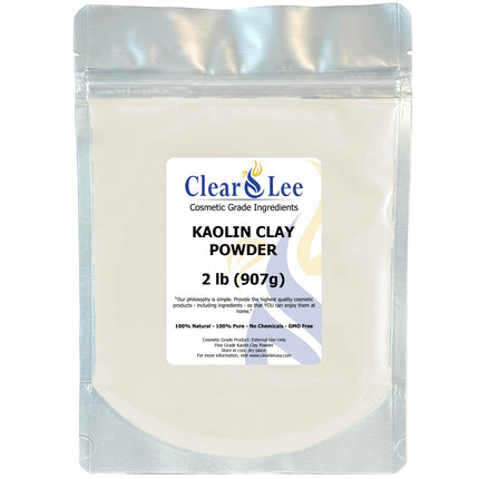 ClearLee Kaolin Clay Cosmetic Grade Powder - 100% Pure Natural Powder - Great For Skin Detox, Rejuvenation, and More - Heal Damaged Skin - DIY Clay Face Mask (2 LB)