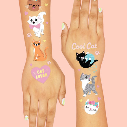 xo, Fetti Cat Temporary Tattoos for Kids - 42 Glitter Styles | Animal Birthday Supplies, Pet Lover Party Favors, Meow Arts and Crafts