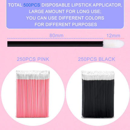KINGMAS 500 Pack Lip Wands Applicators, Disposable Lip Brushes, Lipstick Gloss Wands Applicator Makeup Tool Kits (500 Pack)