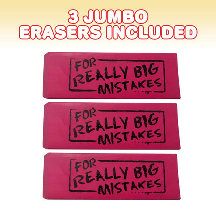 buy ArtCreativity Pink Mistake Erasers for Kids, Pack of 3, Really Big Wedge Erasers, 5.5 Inch Giant Pen in India