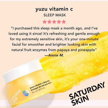 Saturday Skin Yuzu Vitamin C Sleep Overnight Face Mask Skin Care Retinol Niacinamide Face Moisturizer Brightening sleeping mask, Korean skin care, Vegan Smooth Skin