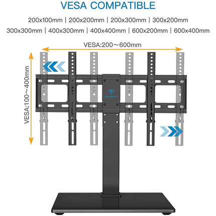 buy PERLESMITH Universal Swivel TV Stand Base, Table Top TV Stand for 37 to 65,70,75 inch LCD LED TVs, Height Adjustable TV Mount Stand with Tempered Glass Base, VESA 600x400mm, Holds up to 99lbs in India.