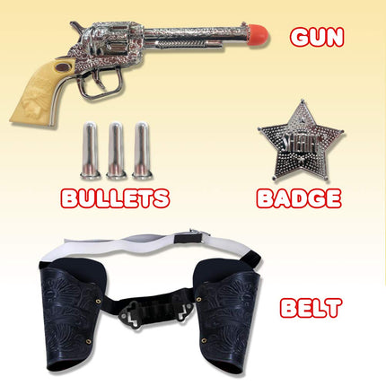 Buy Cowboy Toy Gun Holster and Belt 9 Piece Set for Kids in India.