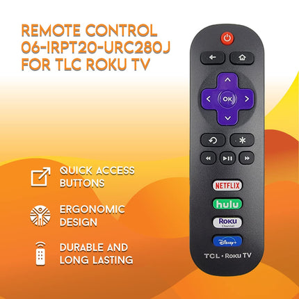 OEM Remote Control for TCL Roku TV No Pairing includes Volume Control Buttons & Netflix, Hulu, Roku Channel