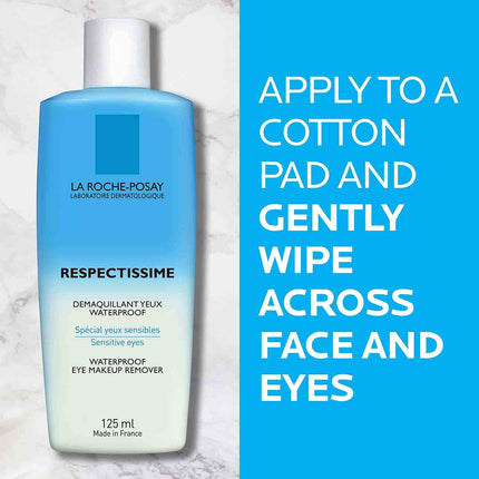 La Roche-Posay Respectissime Waterproof Eye Makeup Remover, Won't Irritate Sensitive Skin-Fragrance Free, 4.2 Fl Oz (Pack of 1)